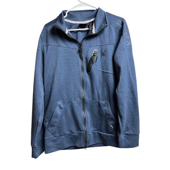 Spyder Active Knit Blue Full Zip Men's Jacket Medium - Picture 1 of 8
